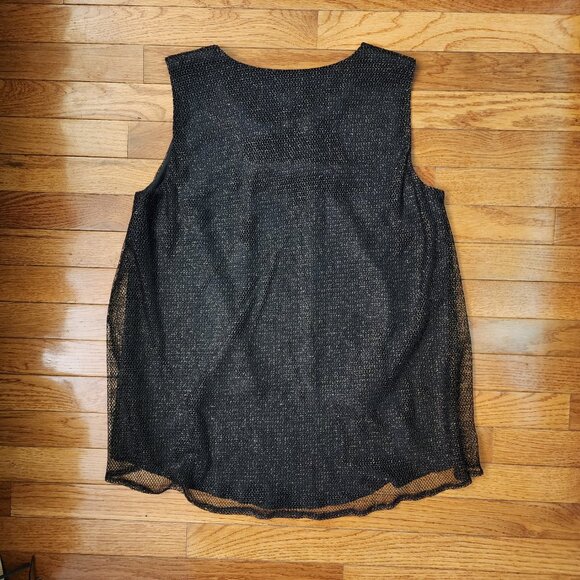 Cache Black & Gold Sheer Sleeveless Top - Picture 2 of 3